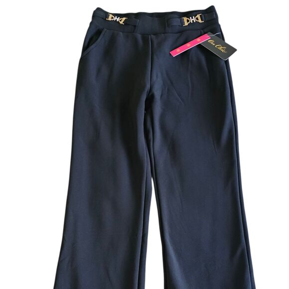 Women's trousers On Chio black, size M. Straight trousers with a gold buckle - Picture 1 of 7
